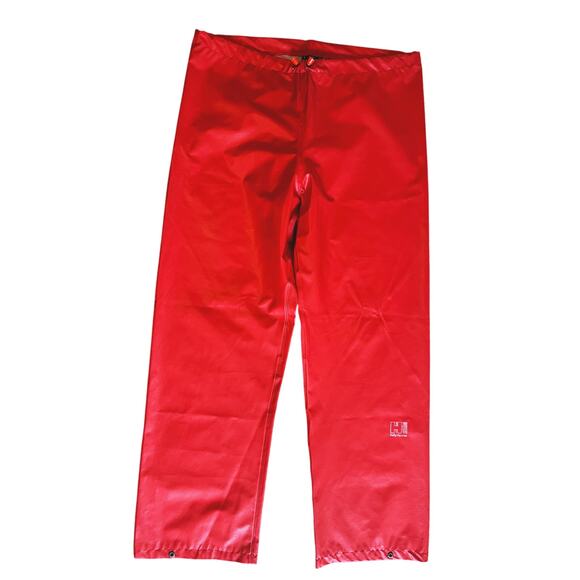 VTG Helly Hansen Y2K Retro Ski Unisex Shell Leather Pants S Red Utility Gorpcore - Picture 2 of 9